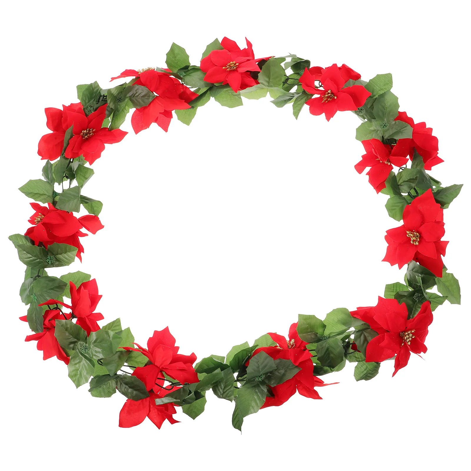 

Christmas Rattan Garland Red Flower Pendant Hanging Ornament Xmas Wreath Accessory Christmas Red Flower Pendant