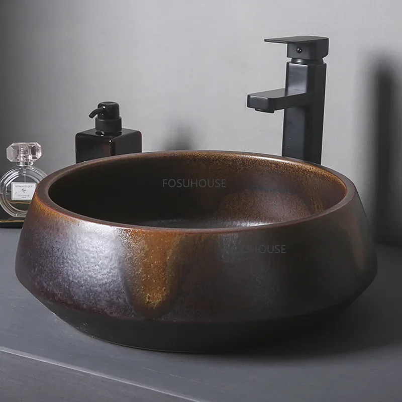 

Vintage Ceramics Countertop Sink Bathroom Fixture Hotel Washbasin Bathroom Personality Simplicity Country House Sink T z