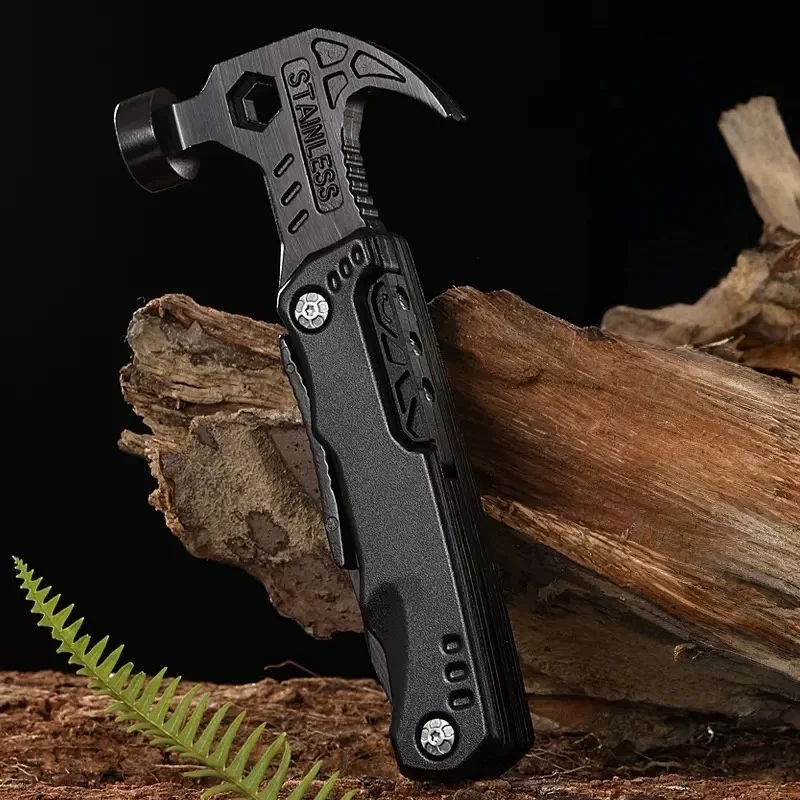 مفتاح ربط مطرقة قابل للطي متعدد الوظائف من الفولاذ المقاوم للصدأ في الهواء الطلق مطرقة الماعز أداة طوارئ تركيب النجارة للتخييم #1