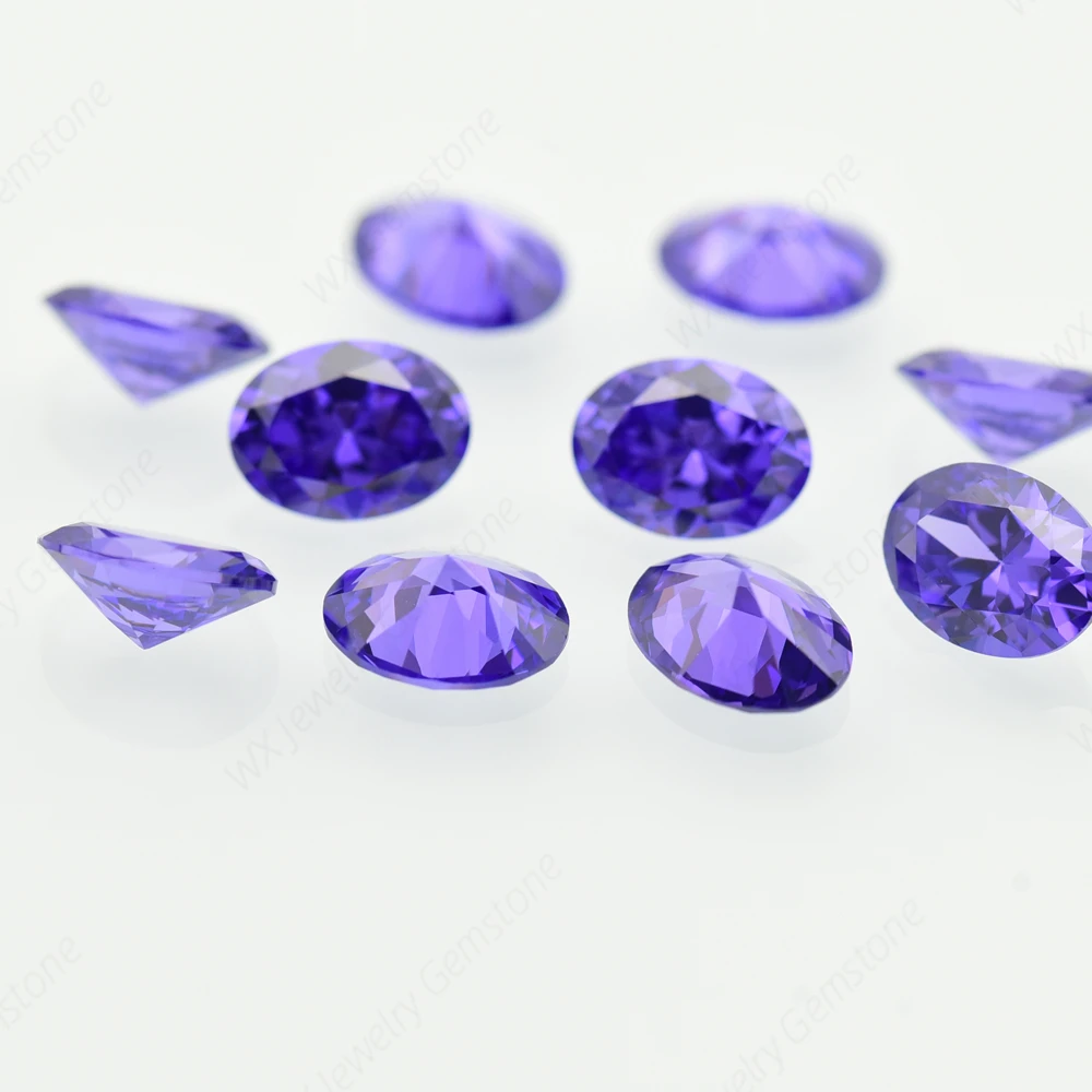 Oval Shape Cut Size 2x3~18x25mm 5A Violet CZ Stone Synthetic Gems Loose Cubic Zirconia For Jewelry Wholesale DIY for Jewelry