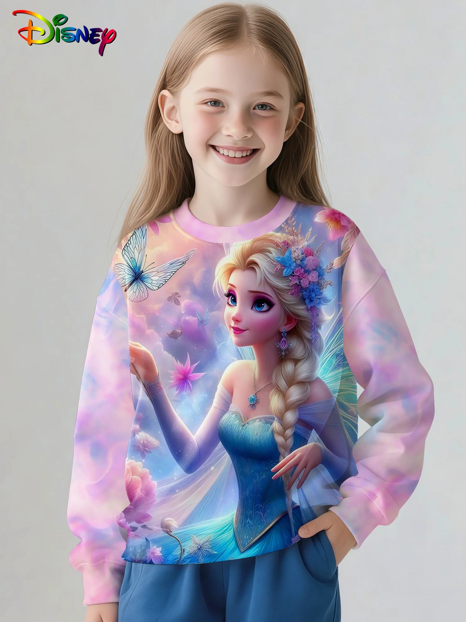 

Girls Autumn Winter Clothes, Princess Elsa Pattern Purple Hoodie, Cartoon Print Long Sleeve Pullover Sweatshirt