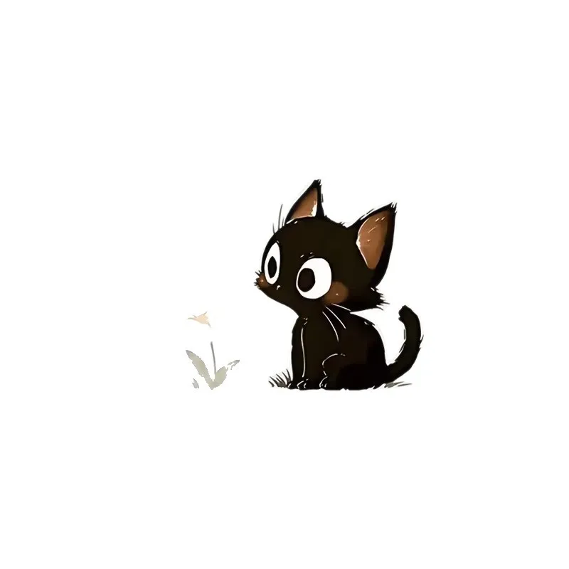 5Pcs Cute Black Cat Flower Vinyl Stickers Car Rearview Mirror Decor Creative Auto Interior Fragrance Ornament Accessories