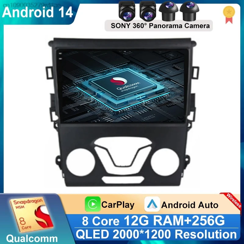 Android 14 Carplay Auto 4G WIFI GPS For Ford Mondeo 5 Fusion 2012-2019 Car Radio Multimedia Player Video Stereo Head Unit 2din