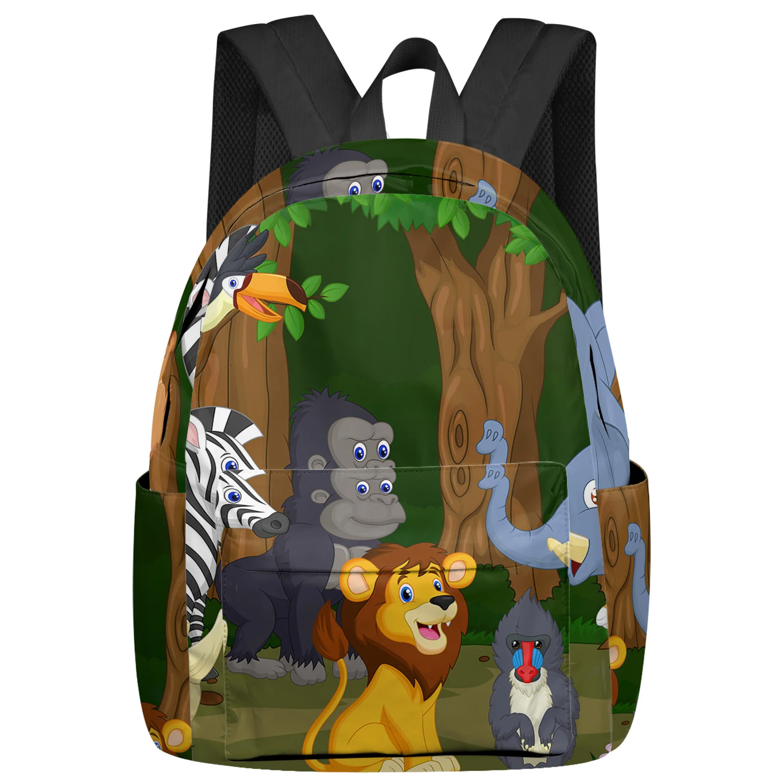 Forest Flower Cartoon Wild Animal Lion Backpack School Bags for Teenagers Students Laptop Bag Women's Casual Travel Backpack