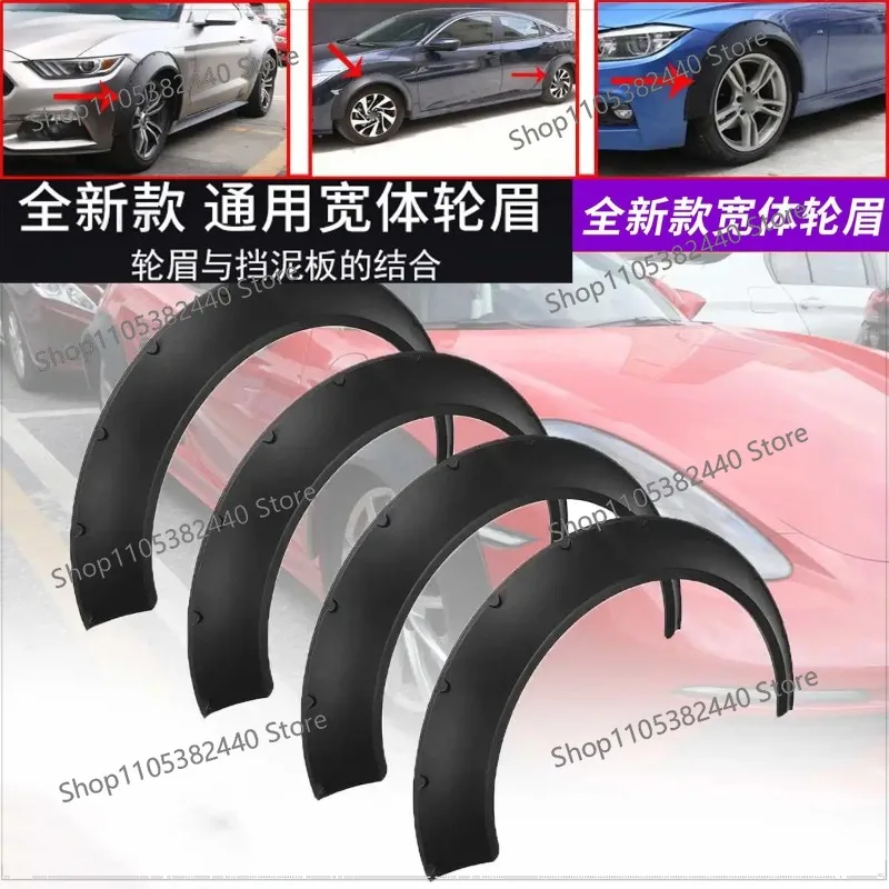 Universal Car Wide Body Wheel Arches, Fender Flares & Anti-Scratch Strips for Sedan SUV Off-Road