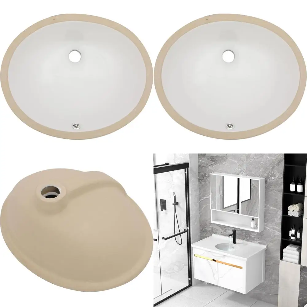 

Oval White Porcelain Undermount Bathroom Sink, 19 x 16 with Overflow