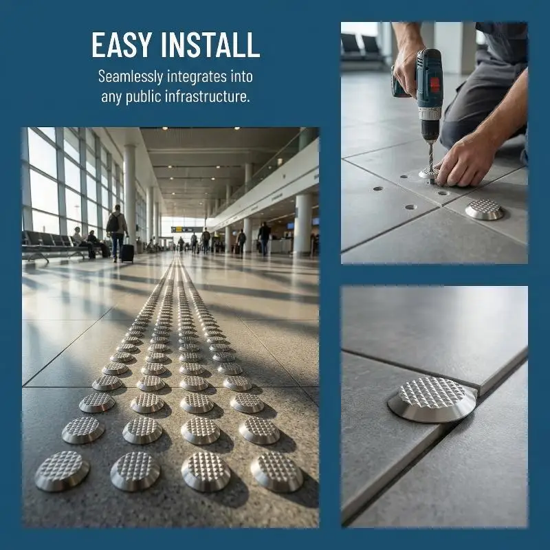 【BA】10/20/30PCS Stainless Steel Tactile Pavers Antislip Road Markers Durable Slip Resistant Studs for Outdoor Sidewalk