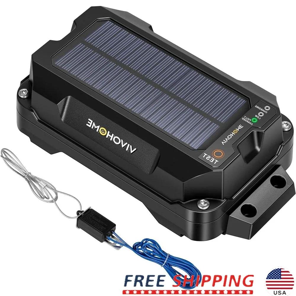 

Solar Powered Trailer Breakaway Kit with LiFePO4 Battery LED Indicator Emergency Brake System Electric Trailers Vehicles