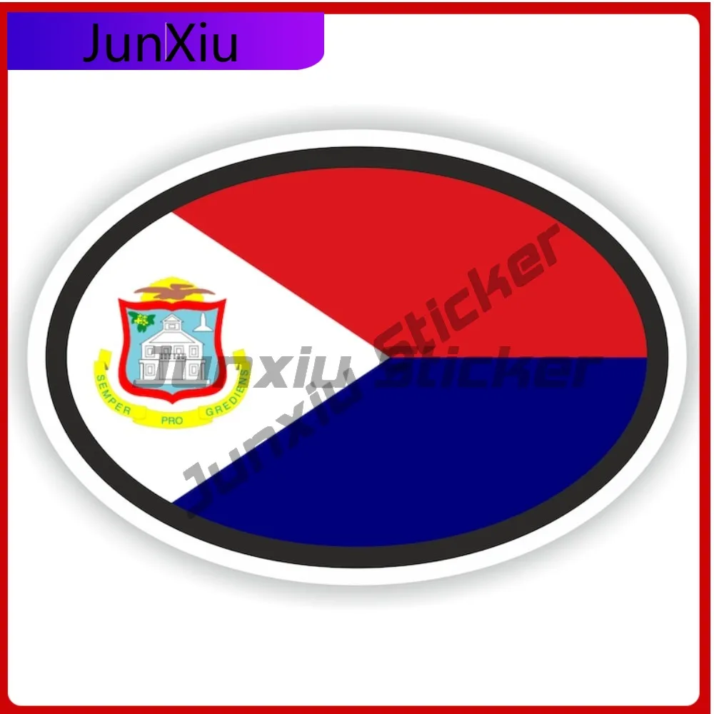 

Saint Martin Department Of Guadeloupe Oval Sticker With Flag Scratch Cover Vinyl Decals X500 Motorcycle Decal For Suv Cover Wate