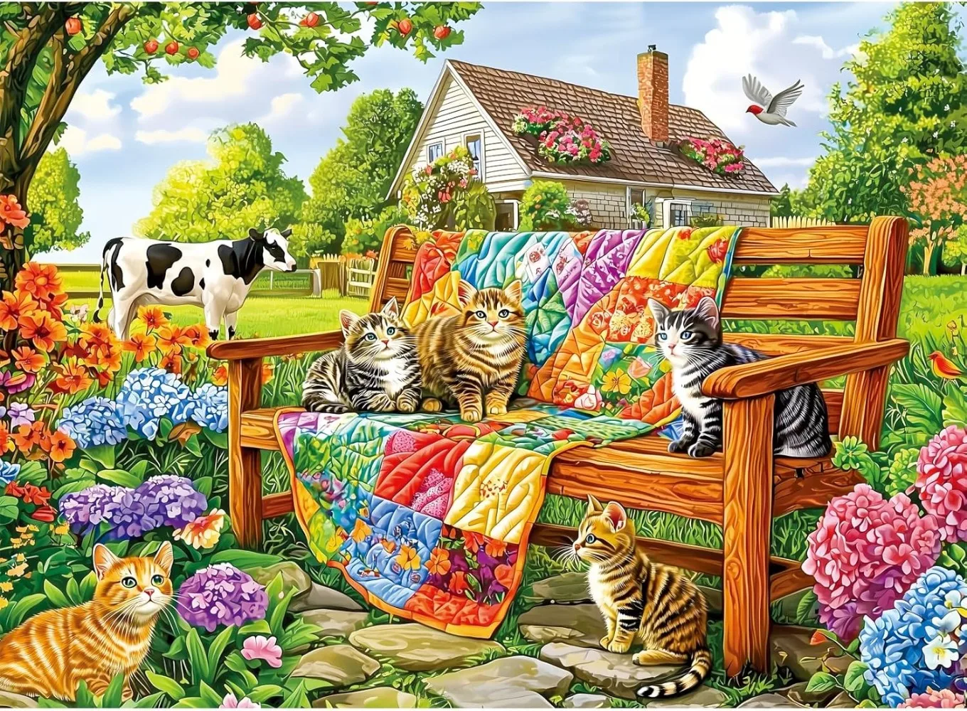 

Adult Cats Cow Animal Village Jigsaw Puzzle 1000/500/300/120 Pieces Stress Relief Entertainment Toys Puzzles Christmas Gifts