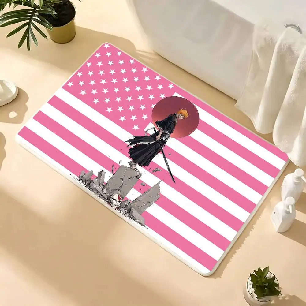 BLEACH-S I-Ichigo Kurosaki Floor Mat Bathroom Absorbent Mat Rugs Simple Door Dirt-resistant Mat Home Kitchen Mat