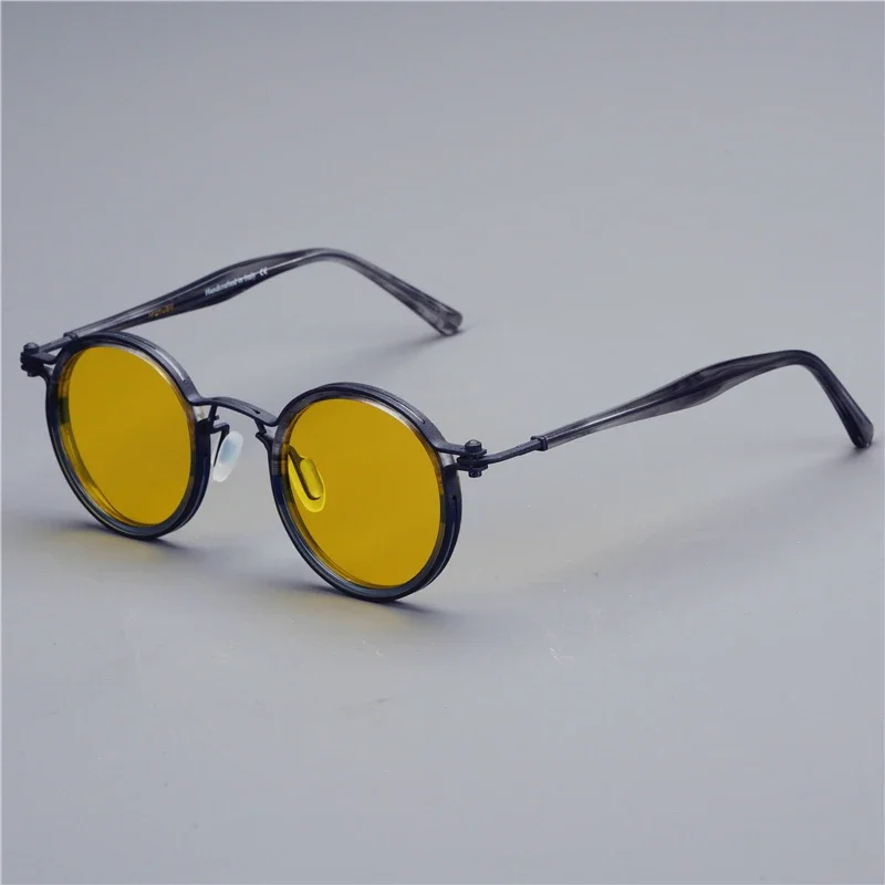 2022 nuevas gafas de sol Vintage de moda UV400 polarizadas marco de titanio puro diseño de piloto redondo clásico mujer hombre calidad Original