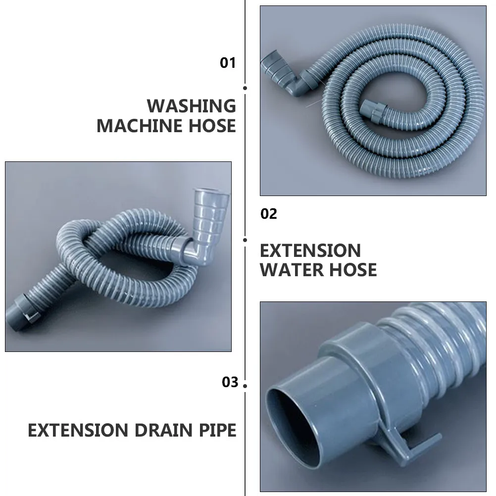 PVC Sewer Pipe Extension for Washer Drainage Flexible Water Hose Thickened Tube Arbitrary Cut Angled Connector Easy Install