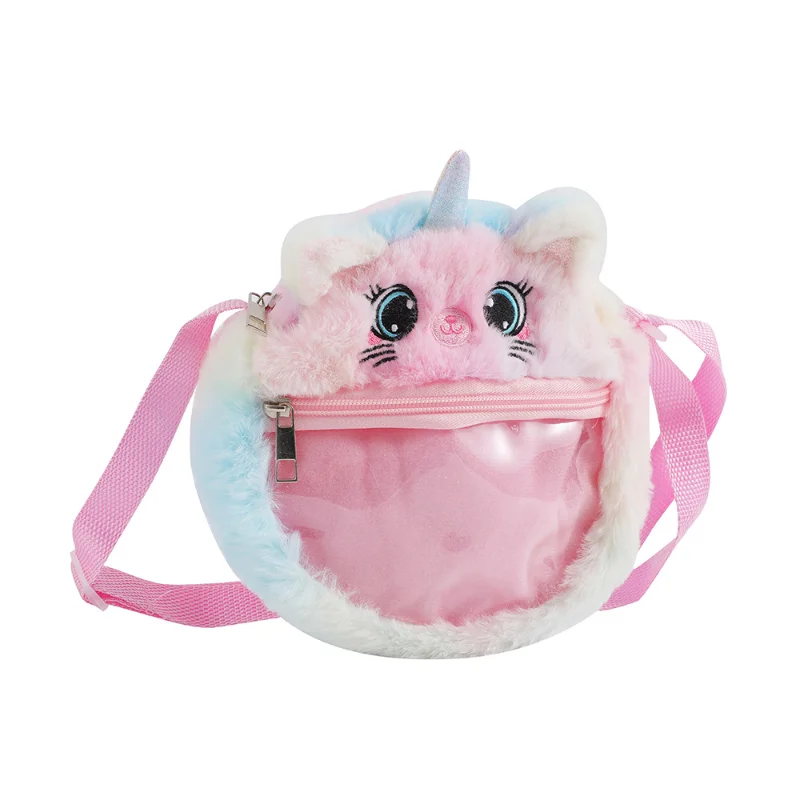 Cartoon Plush Unicorn Mochilas para meninos e meninas, Crossbody Bag para criança, Mother Kids Bags