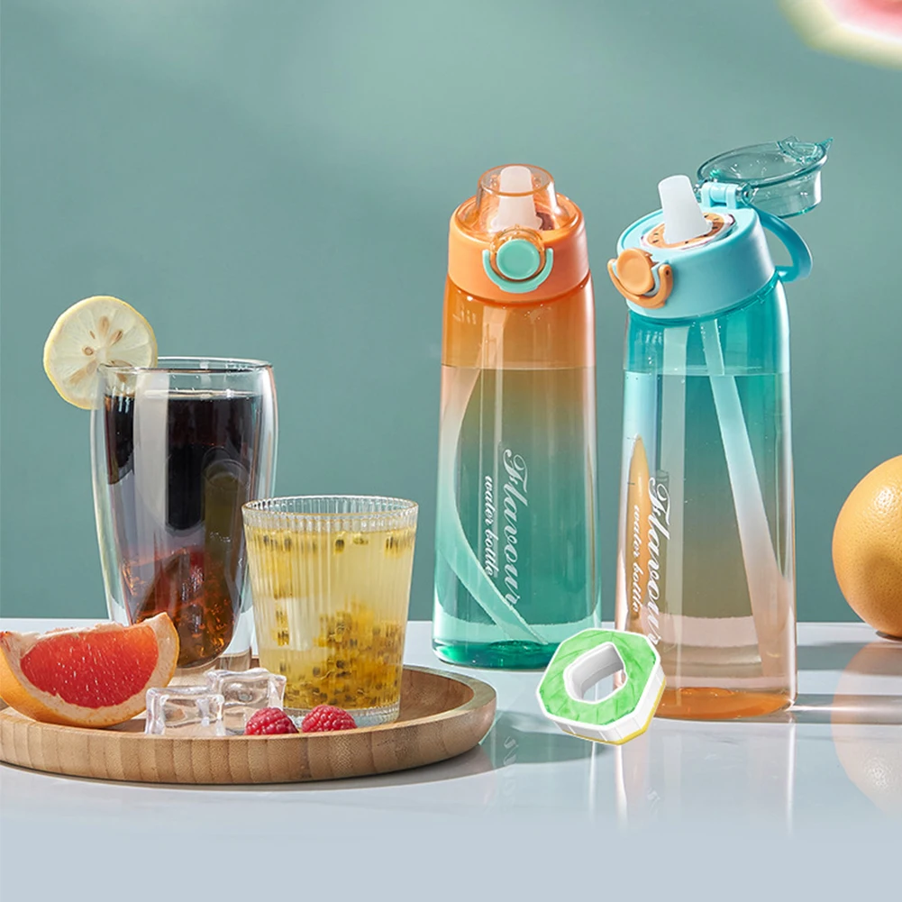 900ML Fragrant Water Bottle Air Flavored Drinking Bottle with Flavor Pods Outdoor Sports Scent Up Water Cup Straw Mug for Travel