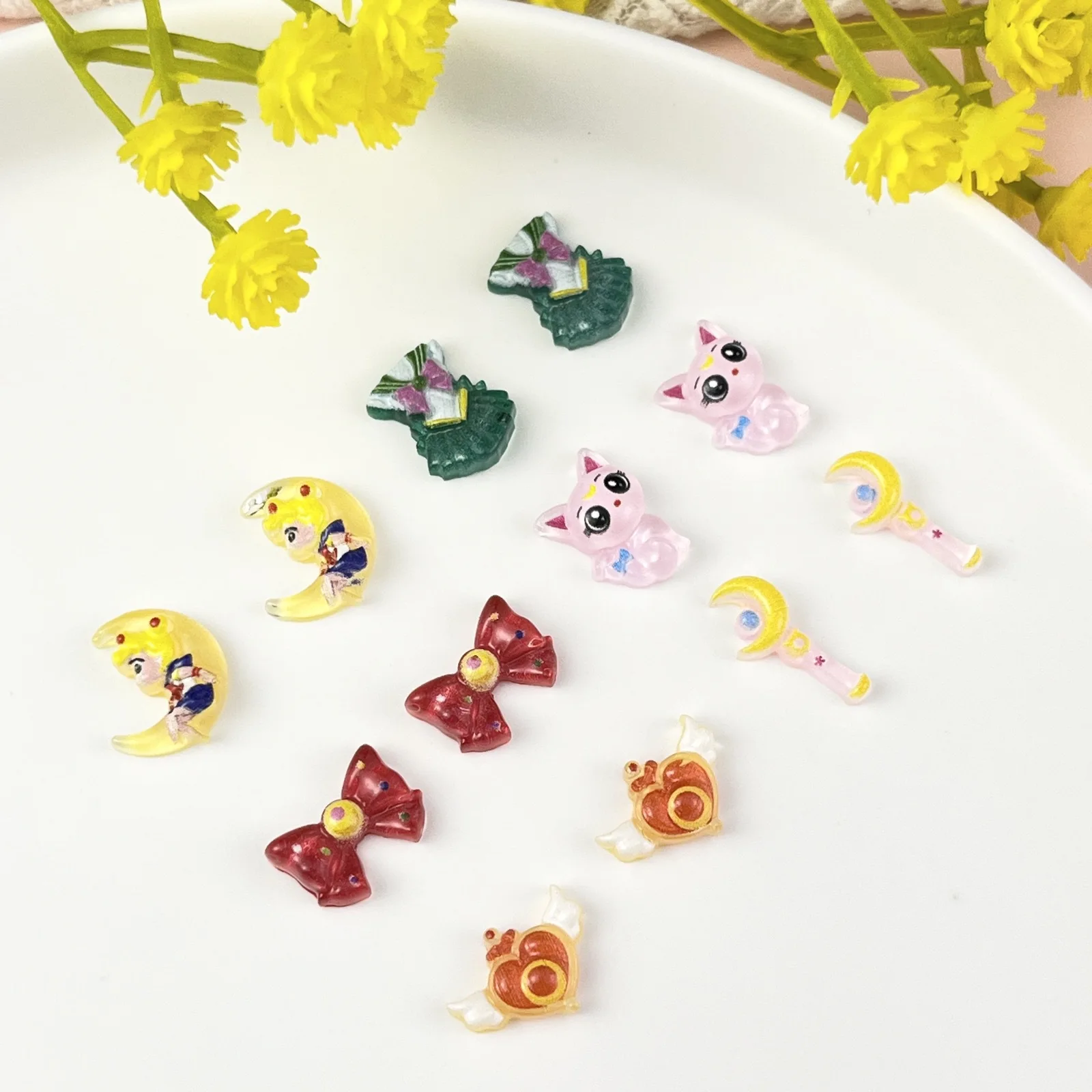 20Pcs Resin Mini Sailor Moon Nail charm Art Flatback acrylic Figurines DIY Miniatures Decor Craft view 4