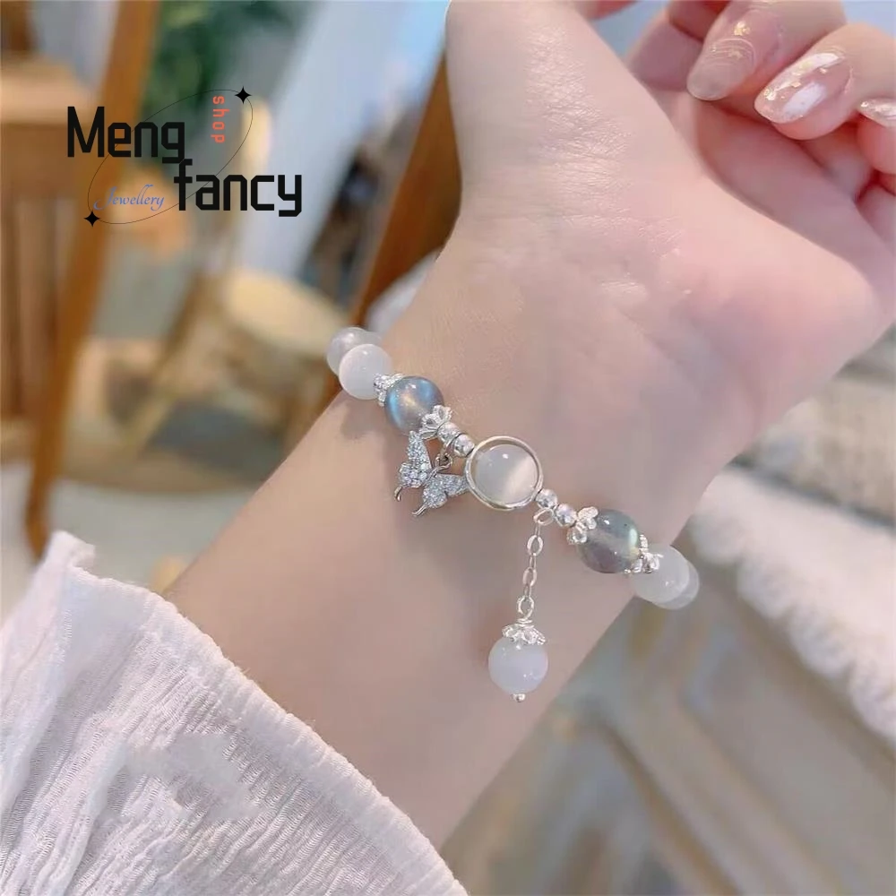 Pulsera de mariposa de ojo de gato Natural, brazalete personalizado, exquisito, elegante, joyería Sexy para niñas jóvenes, regalo de vacaciones más