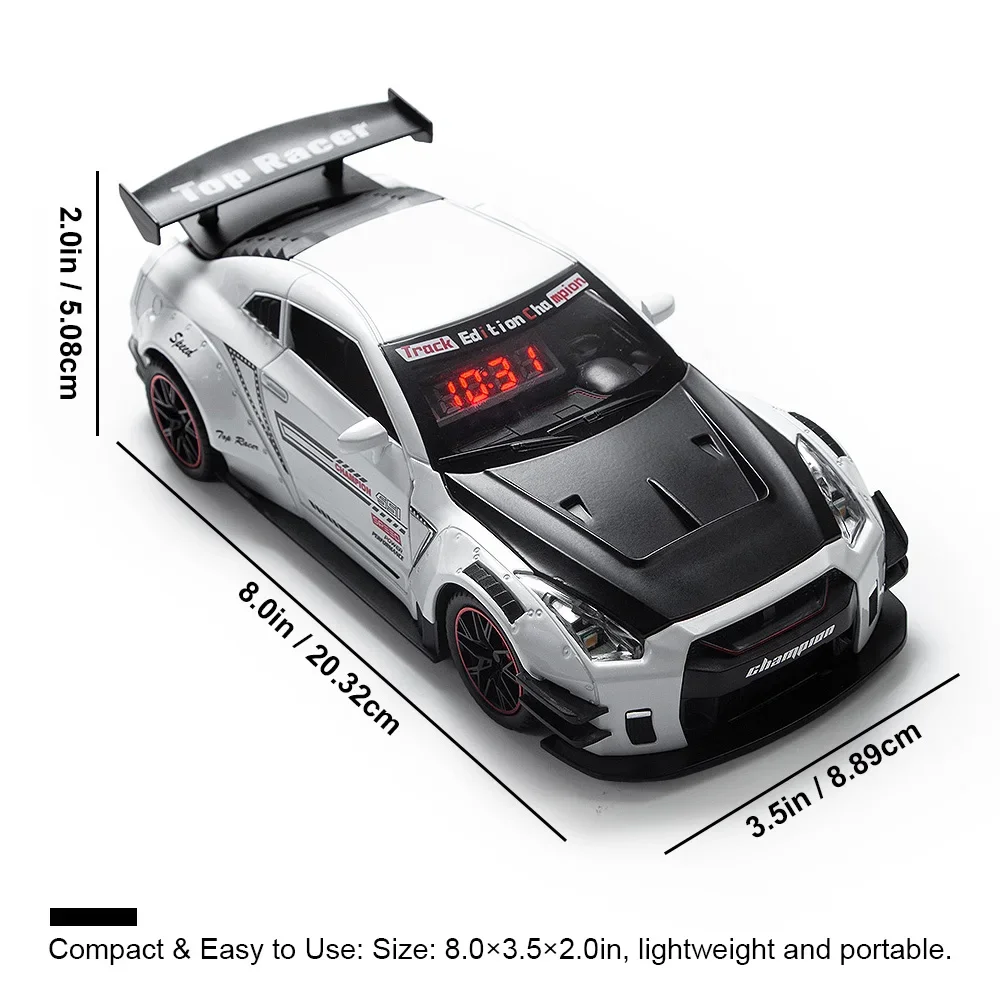 1PCS Sports Hyper Alarm Clock, Remote Customizable Alarm Duration & Volume, Cool Spray Engine Sound Light Effect, Alloy