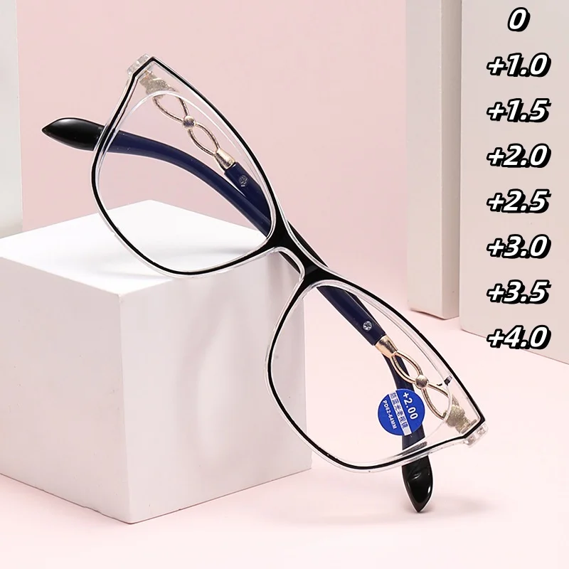 

Anti Blue Light Fashion High-definition Resin Male Female High Presbyopia Glasses Cat Eye Reading Glasses Far Sight Eyewear