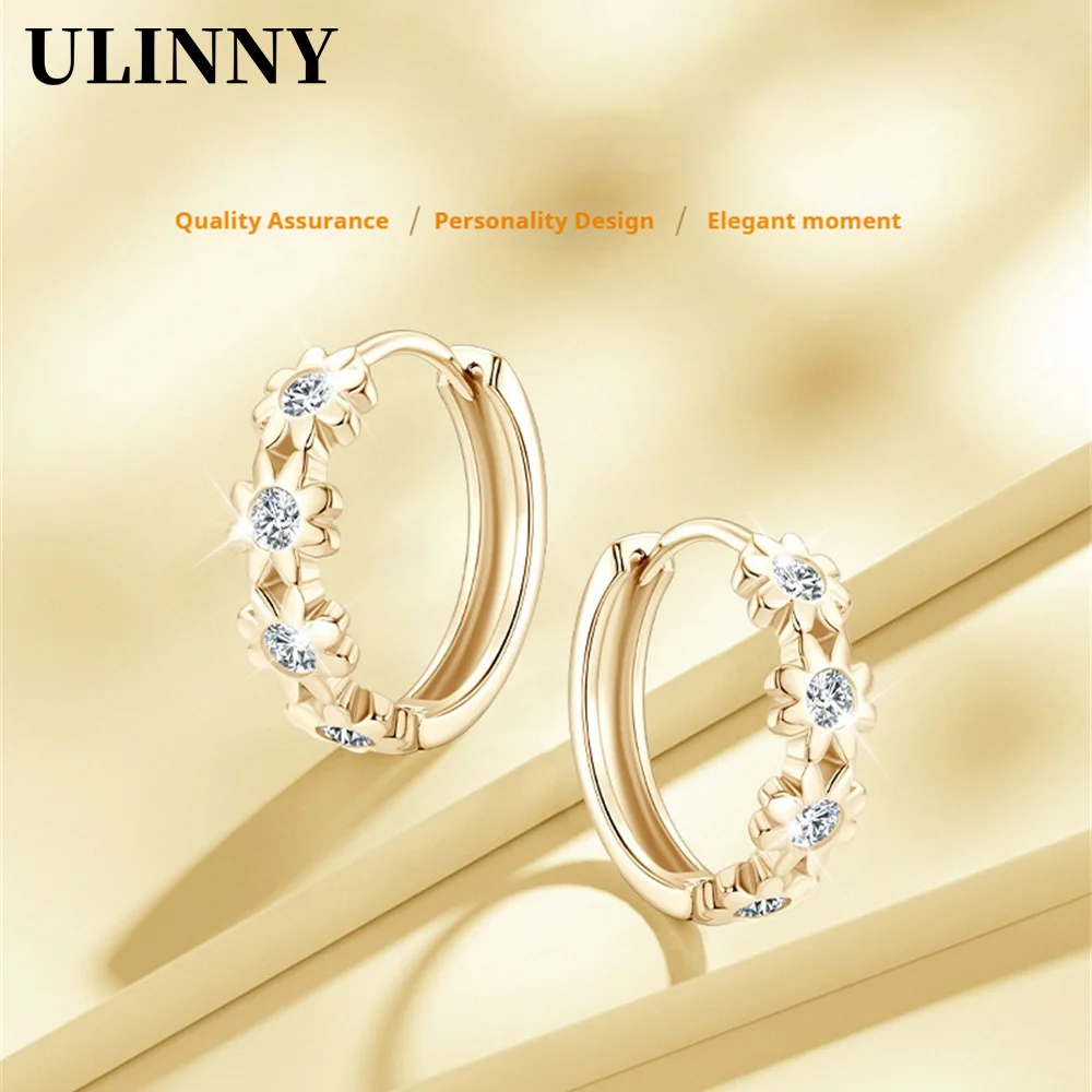 GRA Certified Moissanite Flower Hoop Earrings for Women 925 Sterling Silver Huggie Earring Fine Jewelry Gifts oorbellen