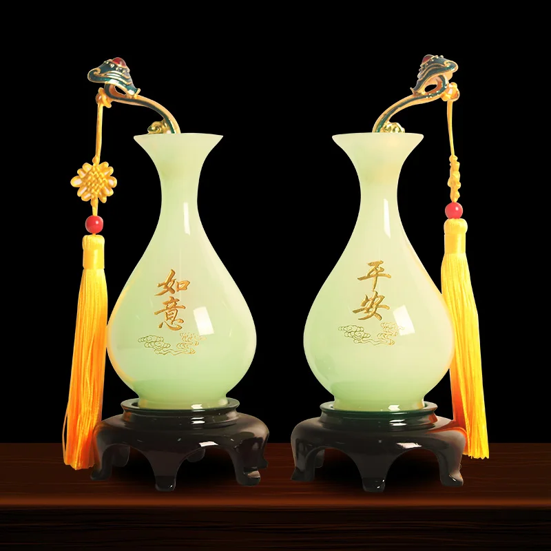 Liuli Jade Ping An Ruyi Vase, Home, Living Room, Wine Cabinet, Entrance, Chinese Style Decoration and Decoration