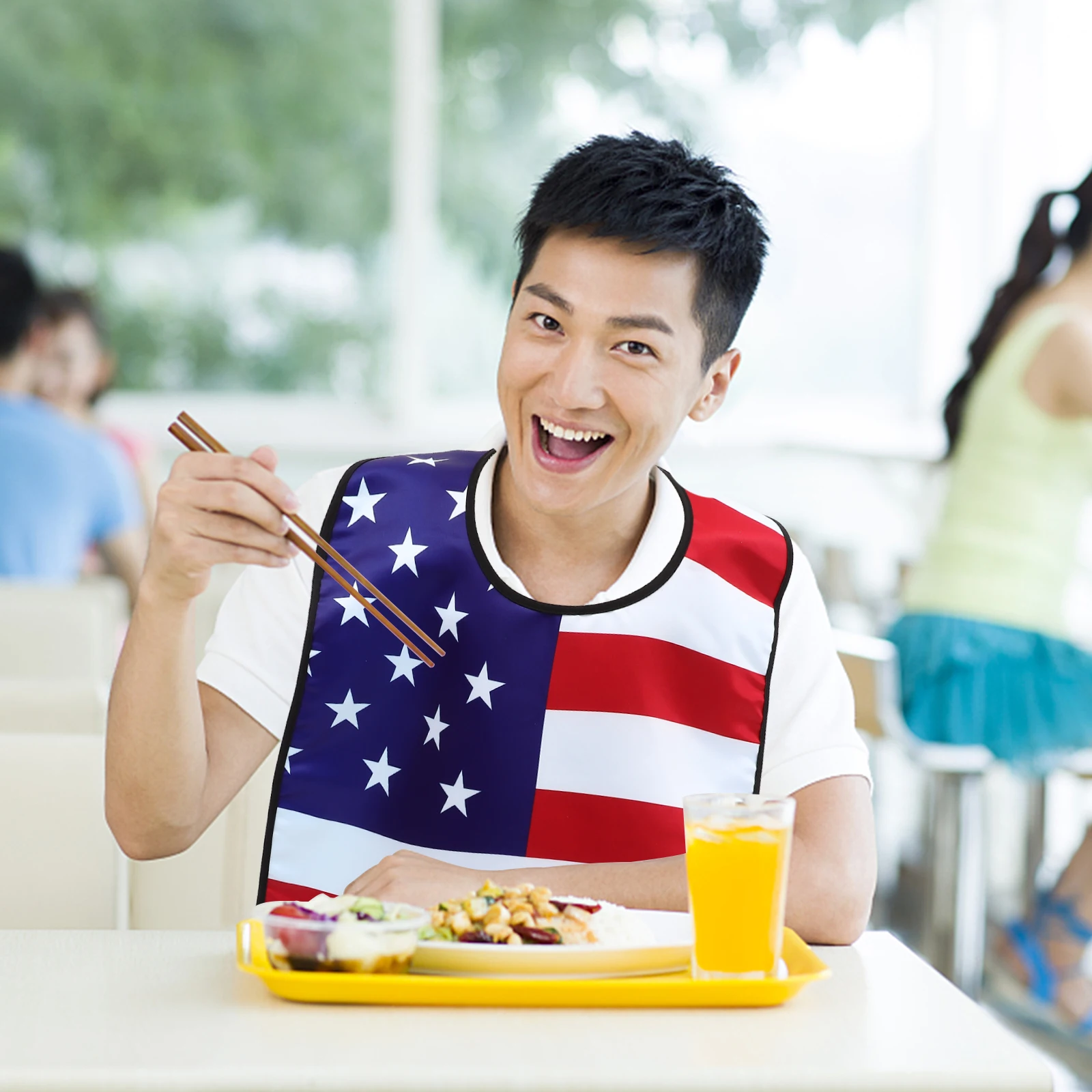 

Нагрудник для взрослых, складной прочный защитный нагрудник для одежды для пожилых людей, регулируемый водонепроницаемый многоразовый нагрудник с рисунком американского флага