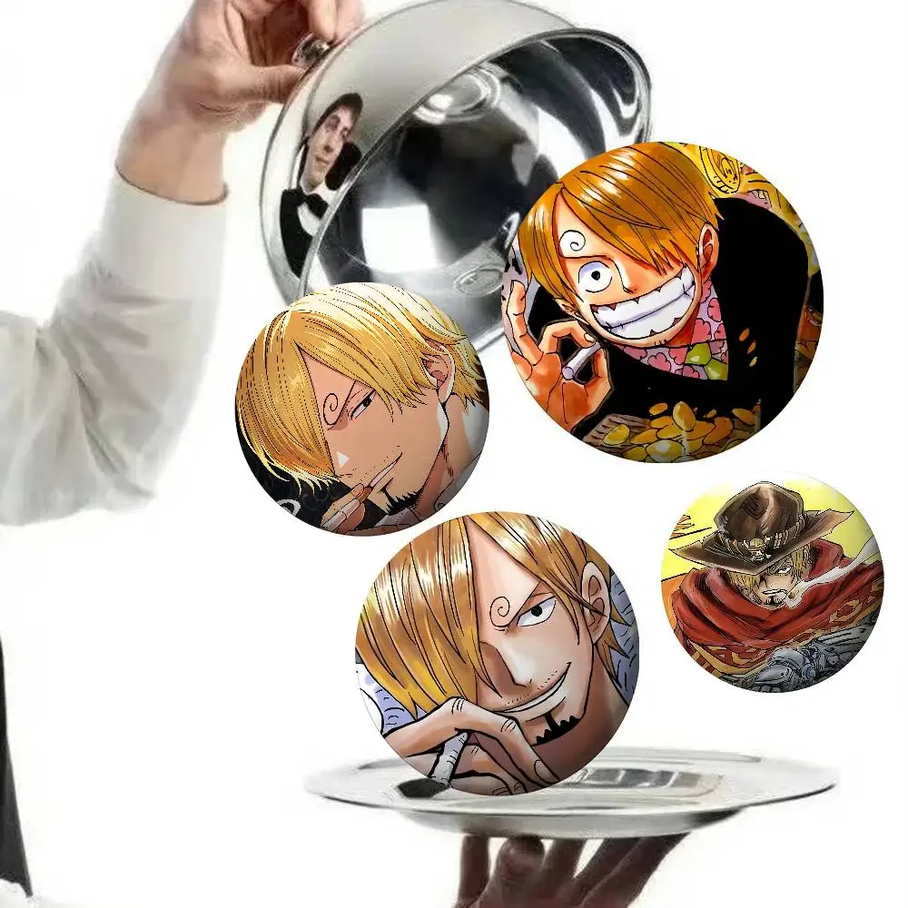 One Piece Sanji Badges Round Brooch Cute Cartoon Idol Cosplay Badges DIY Backpack Clothing Jewelry Pins