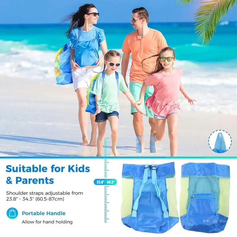 Nice Big Size Mesh Bag for Beach Swim Balls Storage Swimming Double Straps