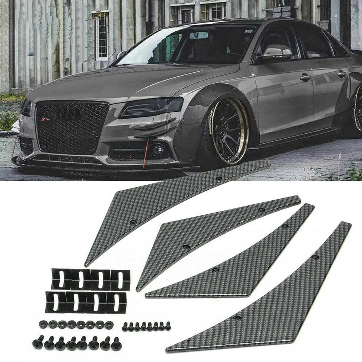 Paraurti anteriore protezione aletta Trim universale per AUDI A3 A4 A5 A6 A7 B7 B8 S3 2002-2017 Canard Splitter diffusore gpu Spoiler Lip