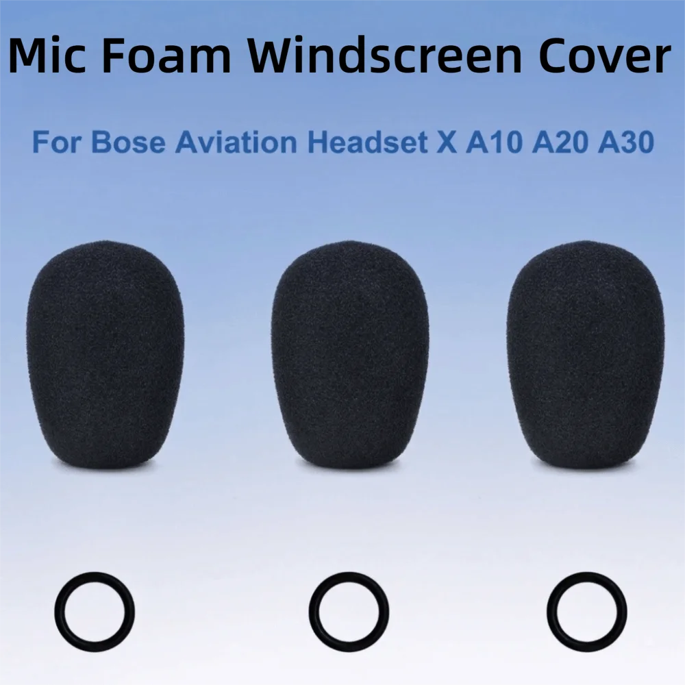 1pcs Replacement Mic Windscreen Cover Foam with Silicone Ring Pop Filter Cover for Bose Aviation Headset X A10 A20 A30