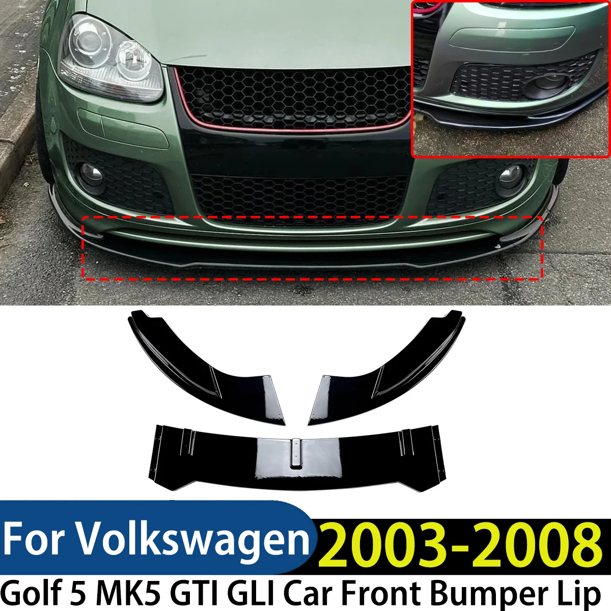 

For Volkswagen Golf 5 MK5 GTI GLI 2003-2008 Front Bumper Lip Splitter Spoiler Diffuser Protector Cover Trims Body Kits Tuning