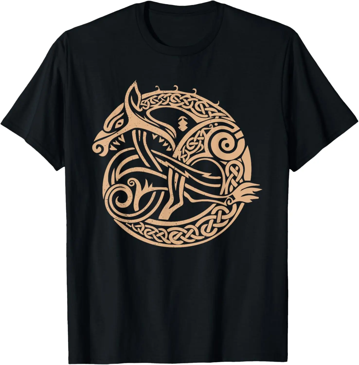 Nordic Tribal Fenrir the Wolf Viking Symbol Beige T-Shirt