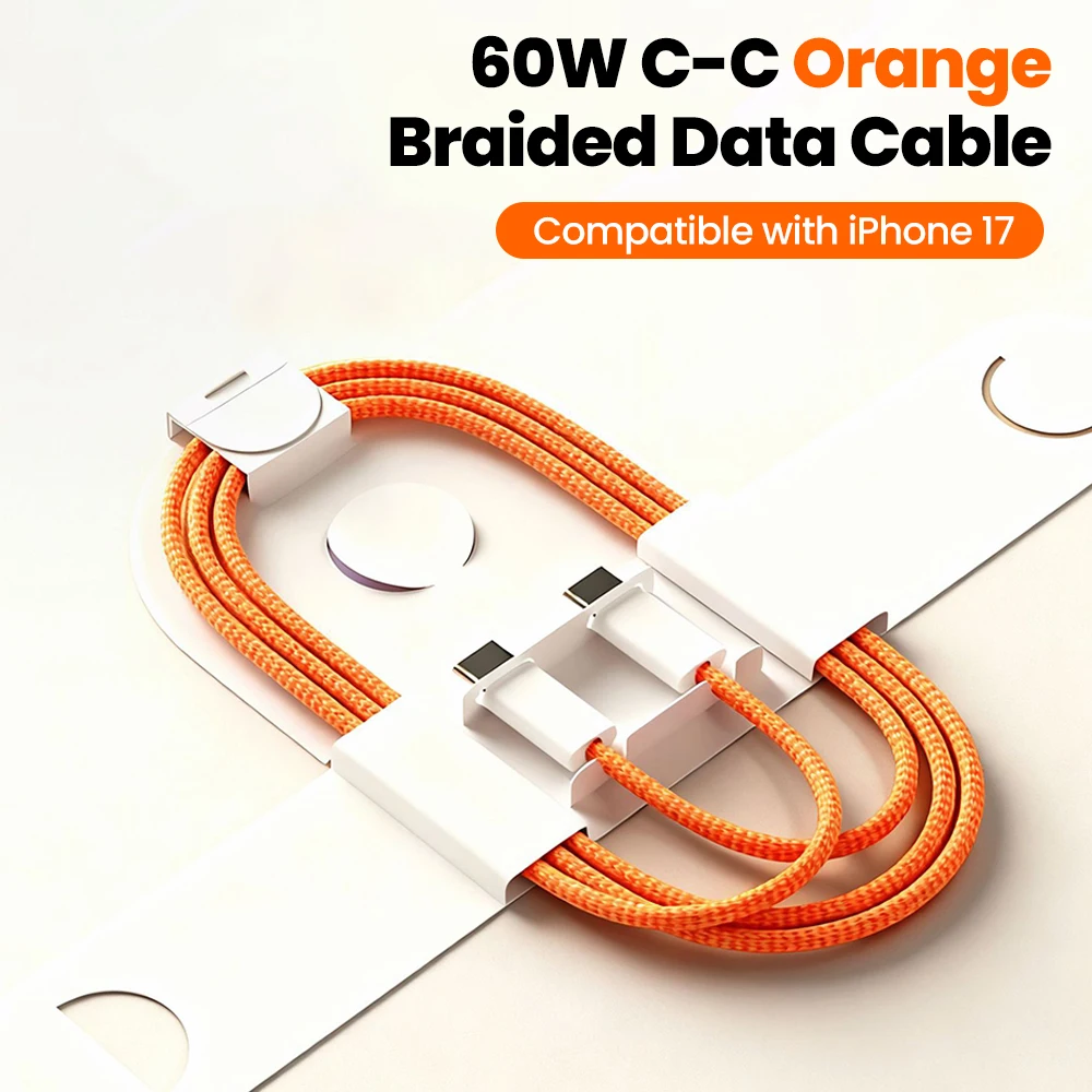 60w Dual Type-C Cable USB C to USB C Fast Charging Data Cable With Card Needle For iPhone 15-17 Xiaomi Samsung Huawei Cellphones