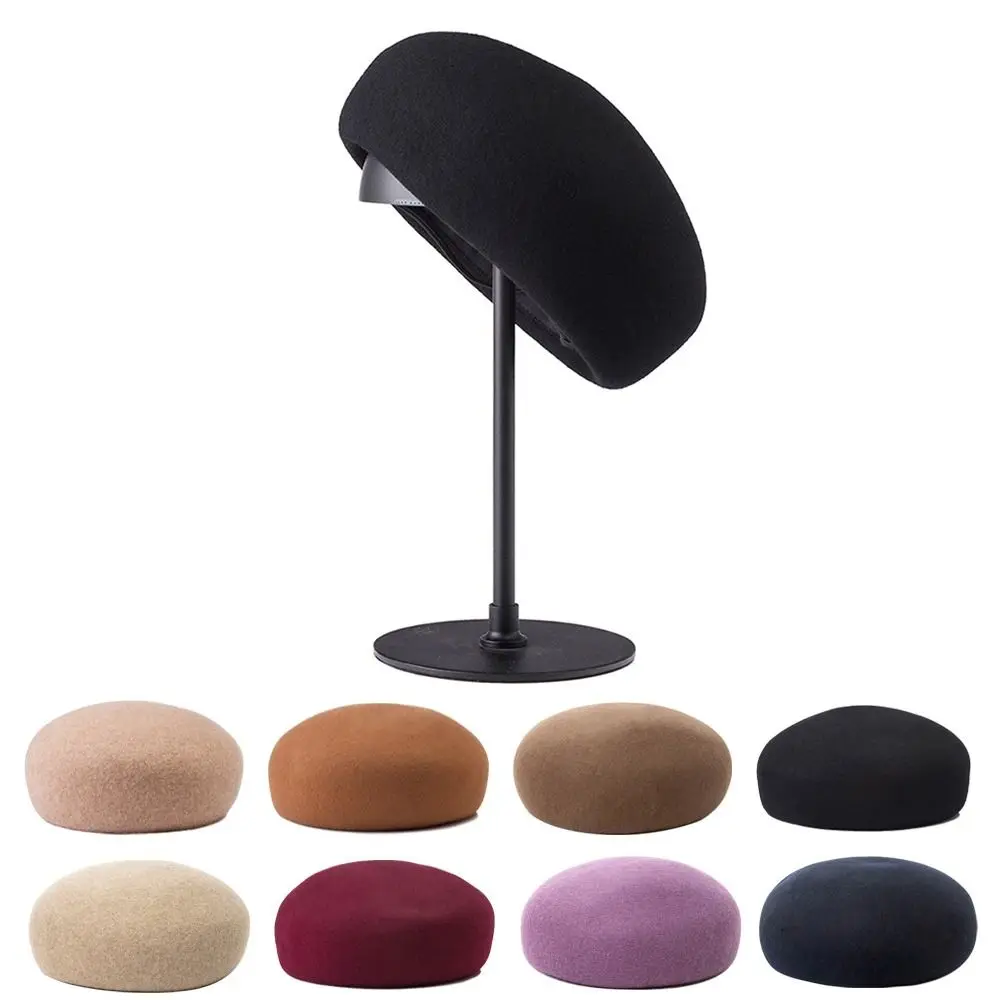Modischer Baskenmütze für Damen aus 100 % Wolle, warm halten, klassischer Zylinder, elegante, charmante Baskenmütze aus Wolle für Party