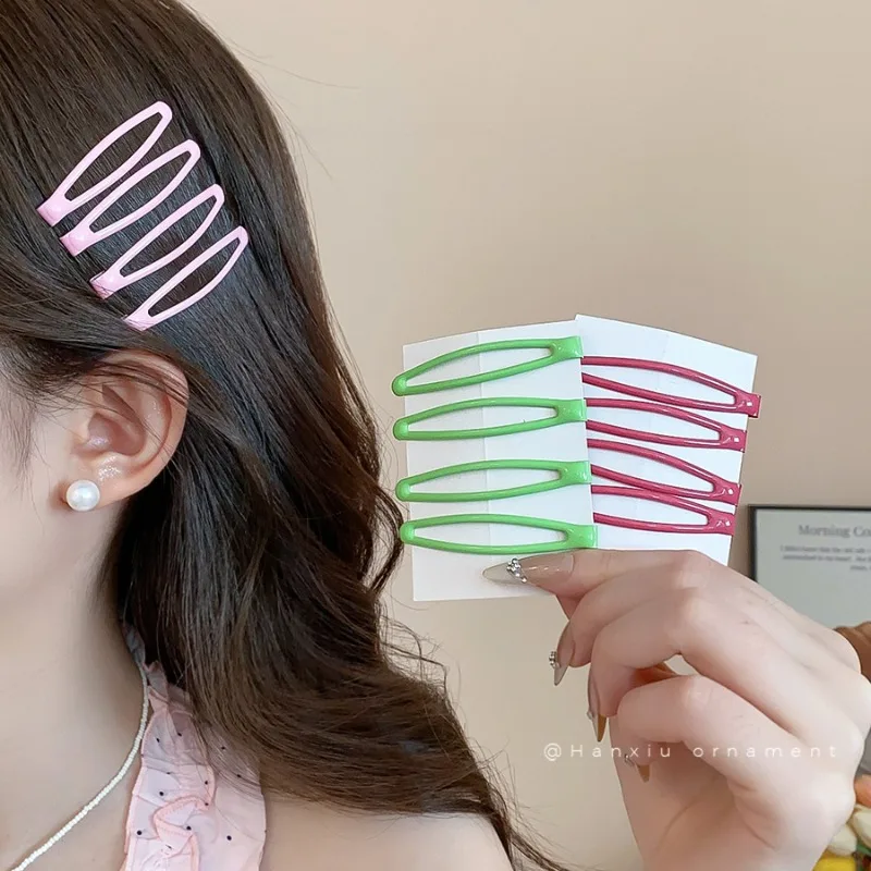

4pcs/set Sweet INS Girl Barrettes Casual Solid Color Fashion Cute Hair Clips for Schoolgirl Kawaii Hair Headwear Accessories