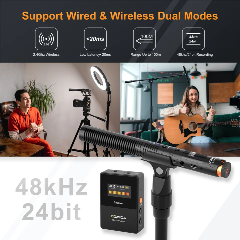 COMICA VM30 ワイヤレス ガンマイク Amazon.com : COMICA VM30 Wireless Shotgun Microphone for Camera