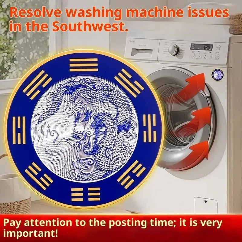 5Pcs Fire Dragon Design Faucet Stickers Qinglong Brand Waterproof Decor Decals for Washing Machine Laundry Space