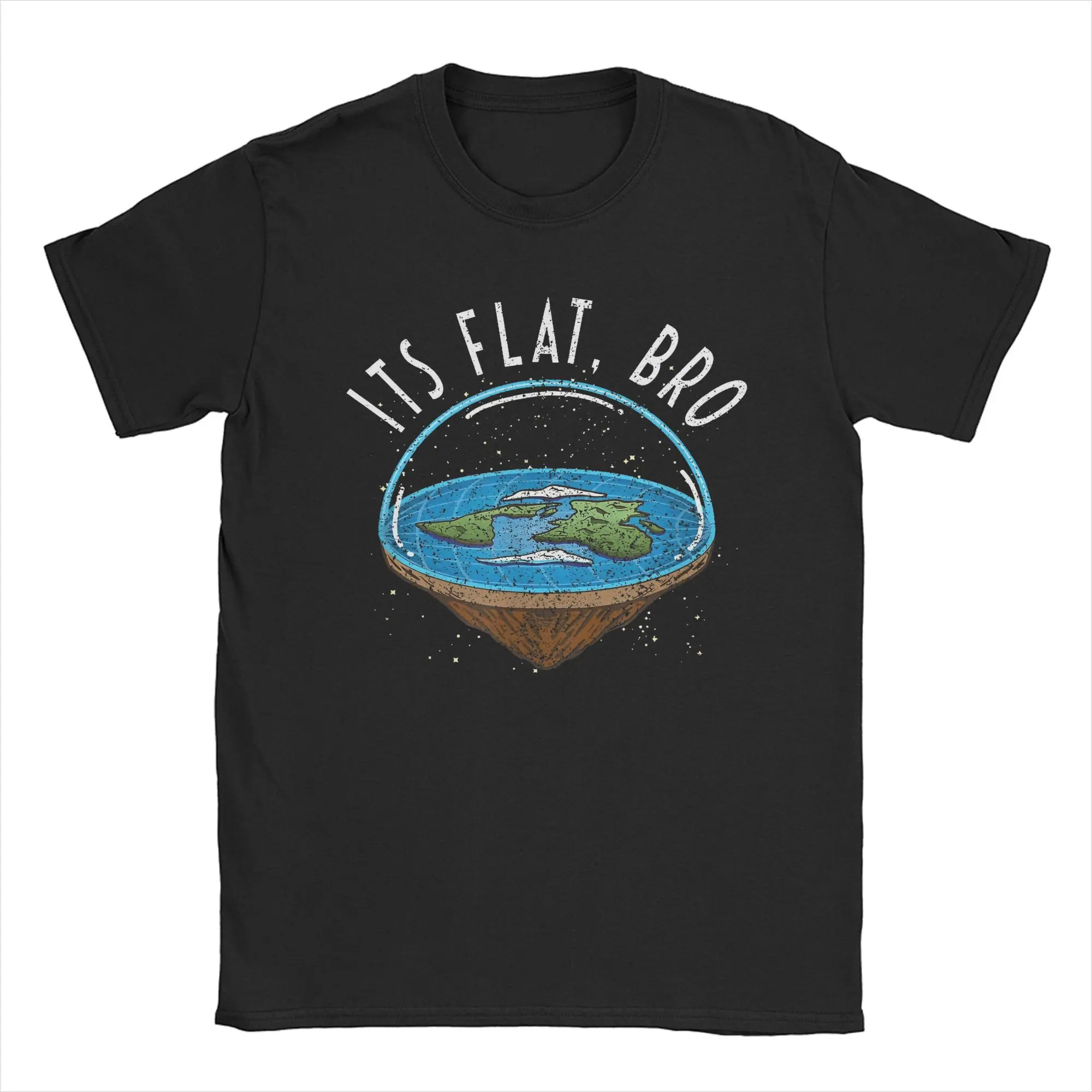 It's Flat Bro Earth Society Flat Earther T Shirt Men Cotton Funny T-Shirt Round Collar Funny Tee Shirt Short Sleeve Clothing New