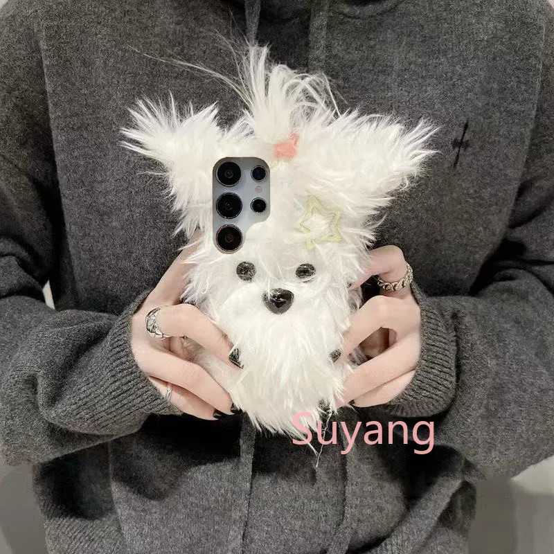 Liebt warme haarige Schleife Welpen Boll Cases für Huawei Y9 Y7 Mate 20 Honor 400 200 50 X9C X8C X7C X6C X8B X7A X6A weiche Plüschhülle