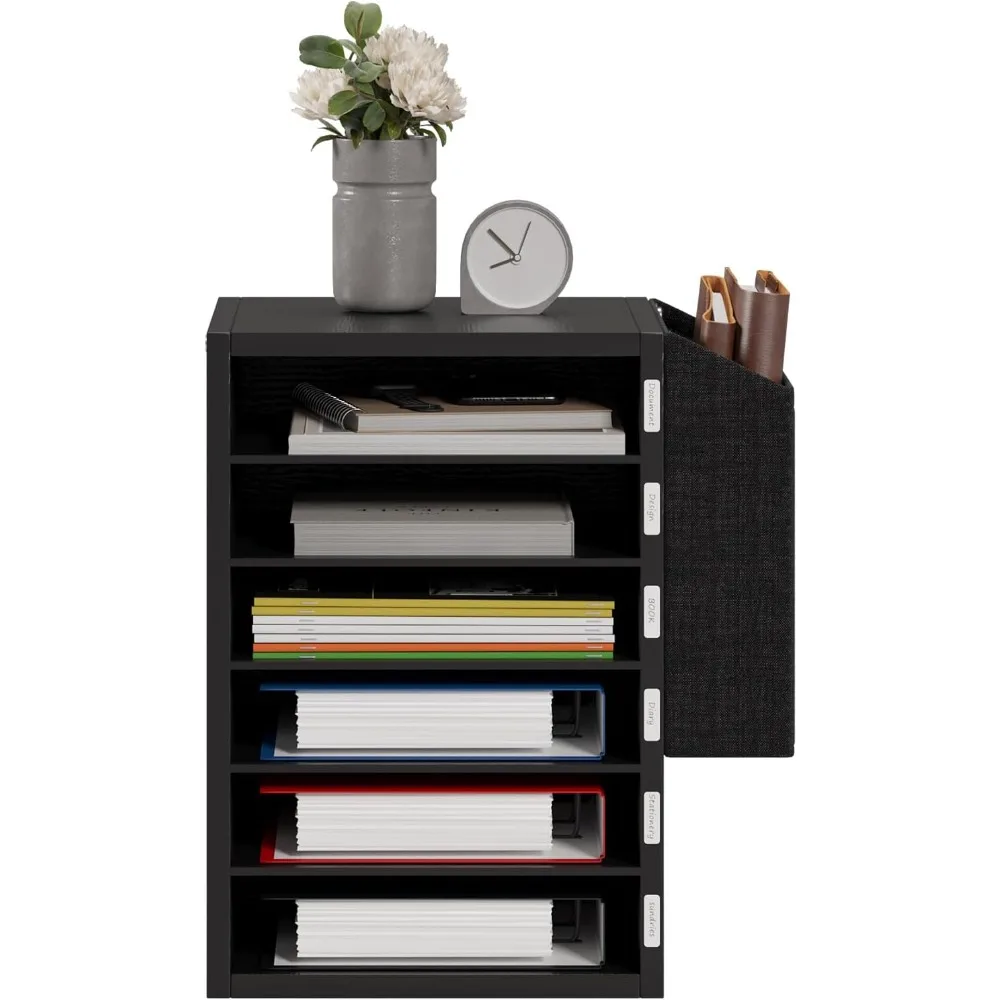Literature Organization Paper Storage Slot, 6 Tier Adjustable Countertop Mail Sorter, Mailboxes with Name Slots Filing Cabinets