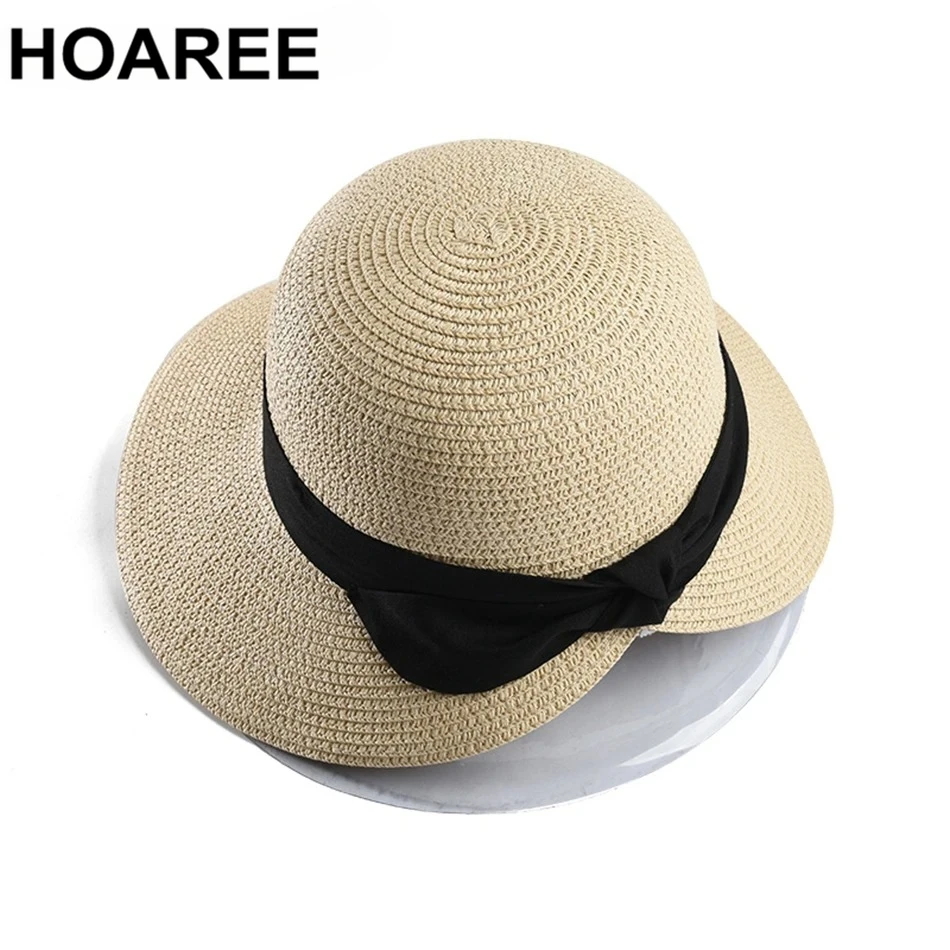 

HOAREE Beige Womens Hats and Caps Wide Brim Straw Hat Lady Bowknot Casual Sun Cap Uv Vintage Travel Spring Summer Beach Hat