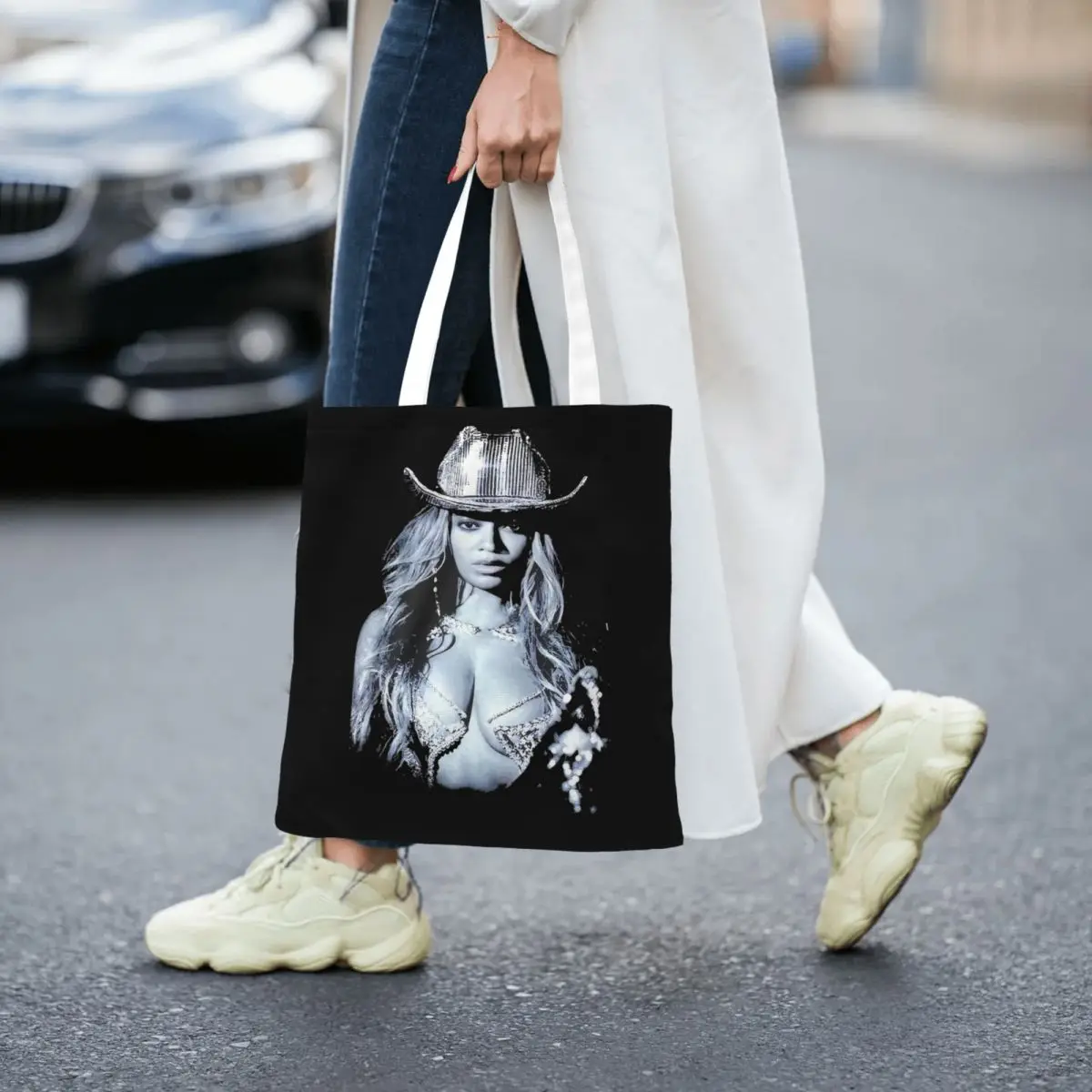 Borsa per la spesa in tela Merch Beyonce da concerto cantante borsa per la spesa riutilizzabile di grande capacità per borse da studente da donna