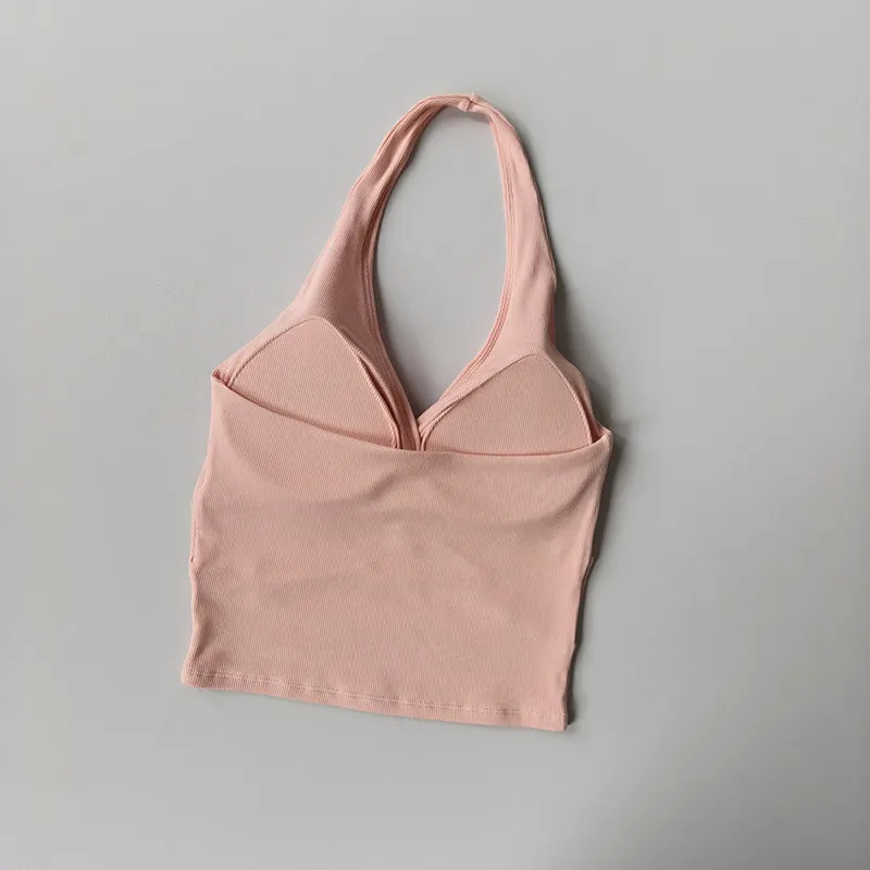 Halter-Neck-Camisole Damen-Oberbekleidung Damen Frühling Schöner Rücken Sport-Fitness-Kleidung mit Brustpolstern Schlankmachende Yoga-Tops – Detail 6