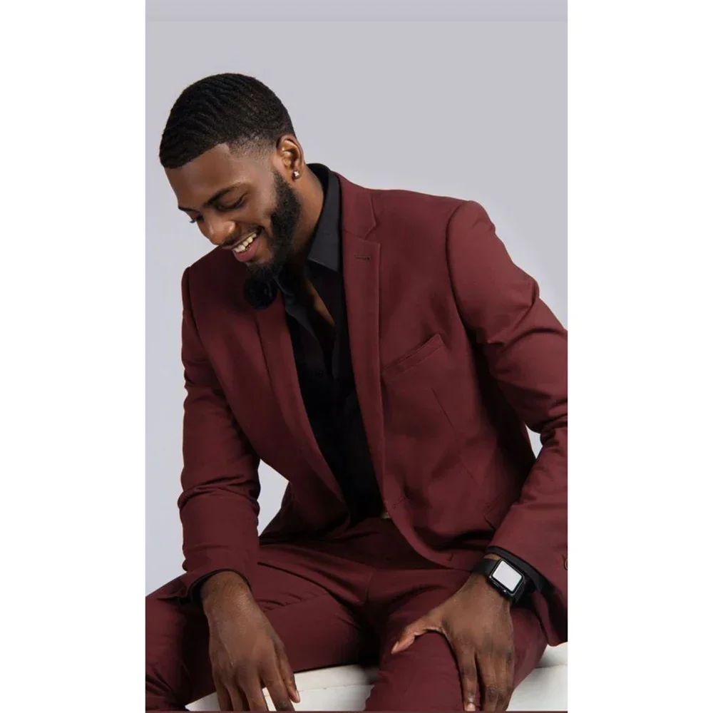 

Formal Notch Lapel Suits for Men Slim Fit Casual Business Daily Outfits Wedding Groom Tuxedo 2 Piece Male Suit (Blazer+Pants)