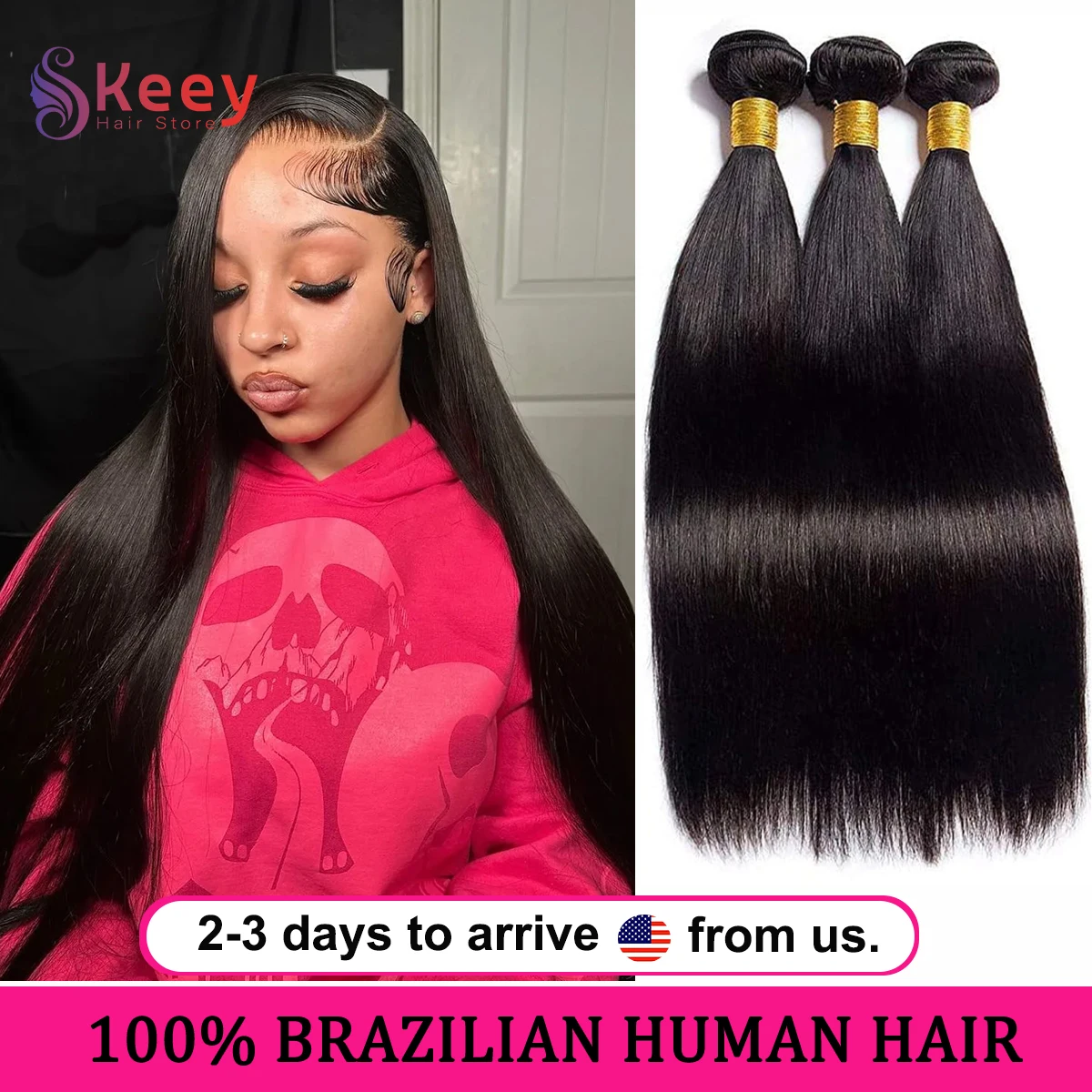 

16A 30-дюймовые бразильские черные прямые пучки человеческих волос 3/4/5 шт. 100% необработанные пучки необработанных волос для наращивания чернокожих женщин