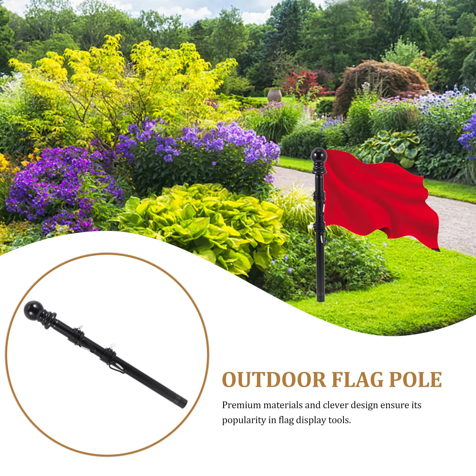 

1 set 1 Set Stainless Steel Pole With Base Rings Professional Outdoor Rotatable Flagpole For Yard Garden Wall Mount Anti-Winding