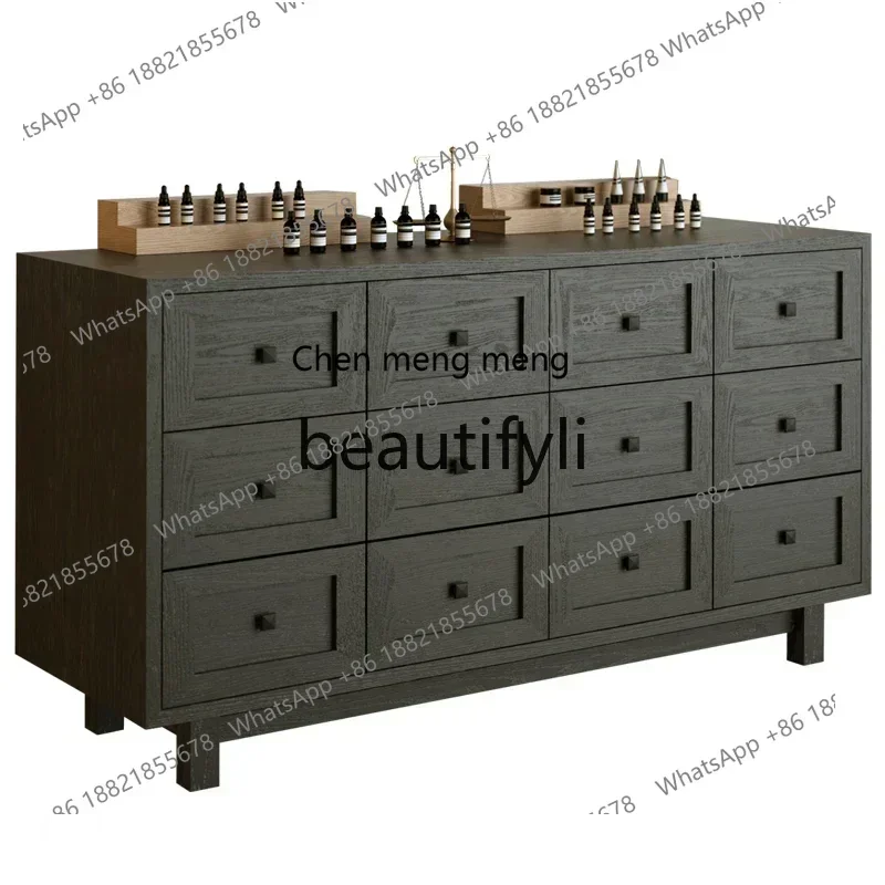 zx1Nakajima Cabinet Essential Oil Aromatherapy Display Cabinet Fragrance Counter Retro Display Cabinet Multi-drawer LockerK182