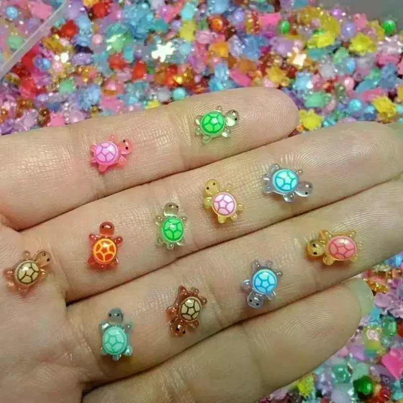100pcs Glow In The Dark Resin Turtle Figurines /Cute Miniatures For Fairy Garden Micro Landscape, Dollhouse Decor Crafts