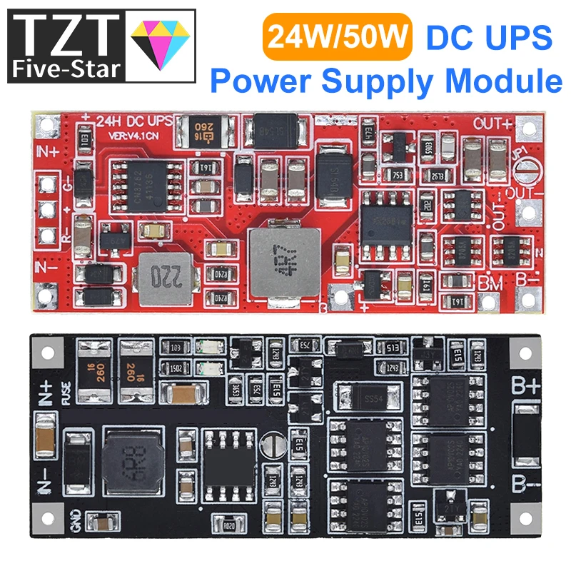 TZT DC 12V/15V 24W 50W 4A UPS Power Supply Module Uninterruptible Power Control Board 2S 3S Charging Step Up Protection Module