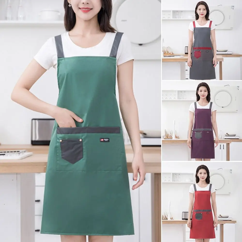 

PVC Waist-Cinching Shoulder Strap Apron Oil-proof Waterproof Kitchen Vest Apron Sleeveless Breathable Catering Work Clothes